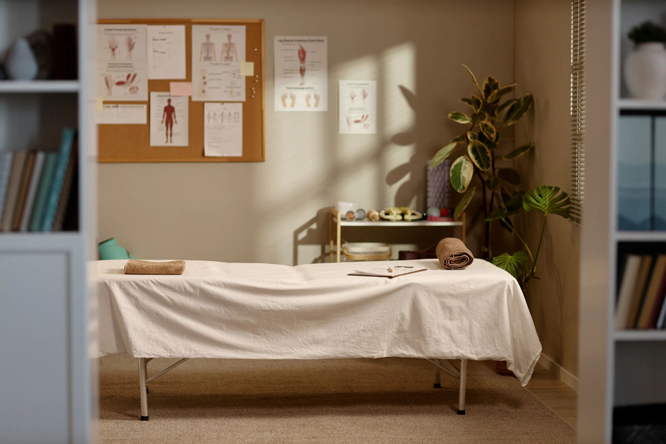 Refined massage treatment room for spa appointments
